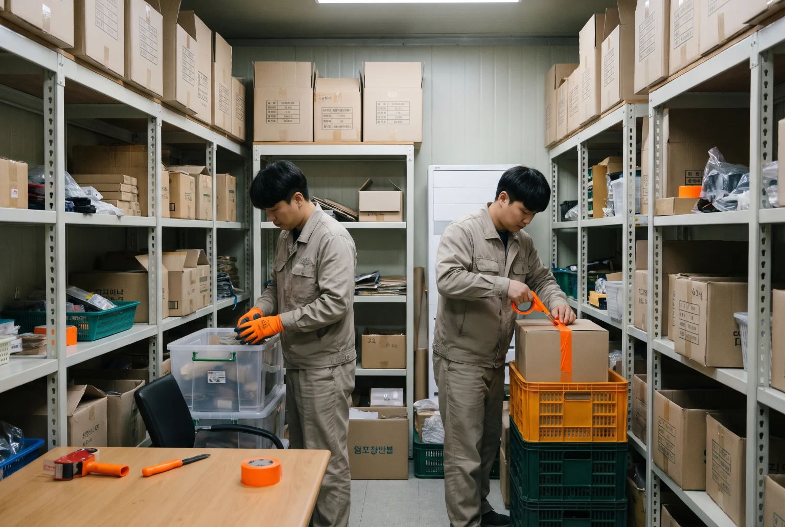 창고정리 작업 모습